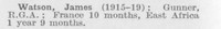 Watson J Gnr Royal Garrison Artillery (LCC Staff Barking Outfall Works)