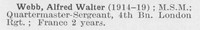Webb A W Qtr Mst Sergt MSM 4th London Regiment