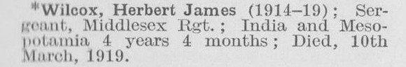 Wilcox H J Sergt Middlesex Regiment