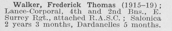 Walker F T LCpl 2nd East Surrey Regiment