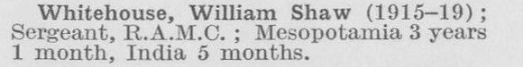 Whitehouse W S Sergt Royal Army Medical Corps (LCC Chief Engineers Department Central Office)