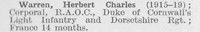 Warren H C Cpl Dorset Regiment