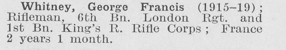 Whitney G F 1st Kings Royal Rifle Corps