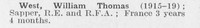 West W T Sapper Royal Engineers And Royal Field Artillery (LCC Woolwich Ferry And Tunnel)
