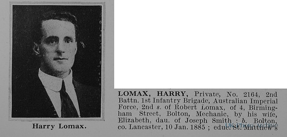 Lomax H Pte 2164 2nd Australian Imperial Force Obit Part 1