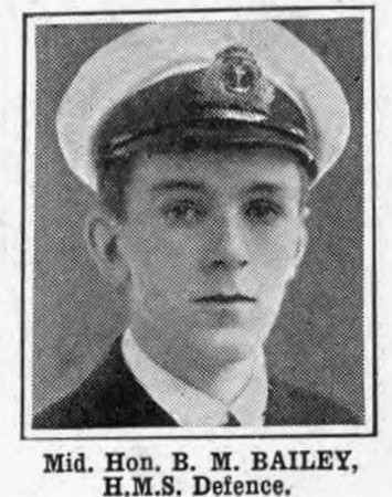 Bailey B M Midshipman The Hon HMS Defence Royal Navy