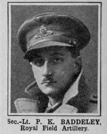 Baddeley P K 2nd Lt Royal Field Artillery