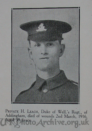 Leach H Pte 9th West Riding Regt Craven Roll Of Honour