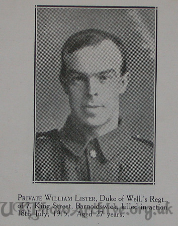 Lister W Pte 6th West Riding Regt Craven Roll Of Honour