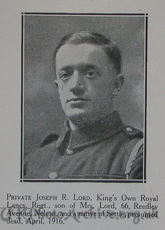 Lord J R Pte 8th Kings Own Craven Roll Of Honour
