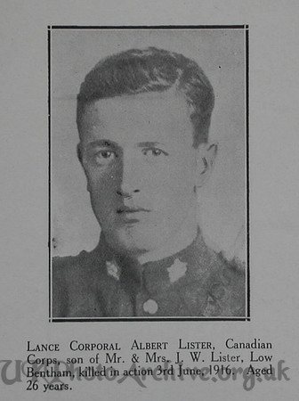 Lister A LCpl 7th CEF Craven Roll Of Honour