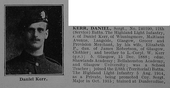 Kerr D Sergt 240390 12th Highland Light Infantry Obit Part 1 De Ruvignys Roll Of Honour Vol 5