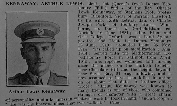 Kennaway A L Lt Dorset Yeomanry Obit De Ruvignys Roll Of Honour Vol 5