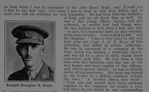 Keys J D N Captain MC 11th Essex Regiment Obit Part 2 De Ruvignys Roll Of Honour Vol 5