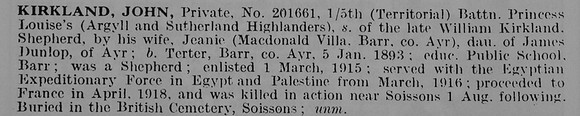 Kirkland J Pte 201661 5th Argyll And Sutherland Highlanders