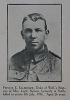 Ellershaw E Pte 6th West Riding Regt Craven Roll Of Honour