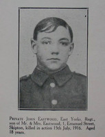 Eastwood J Pte 8th East Yorks Regt Craven Roll Of Honour