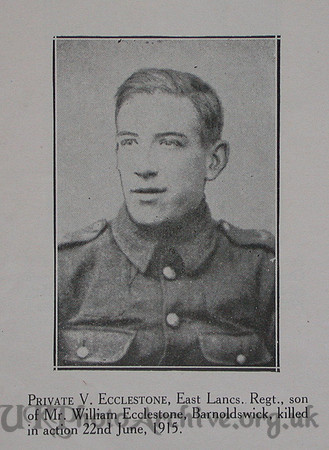Eccleston V Pte 1st East Lancs Regt Craven Roll Of Honour
