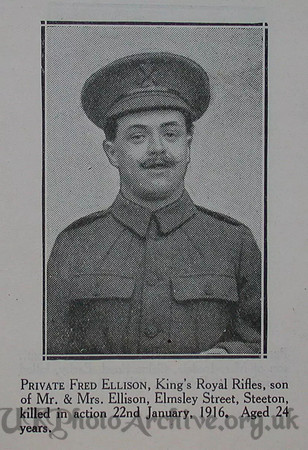 Ellison F Pte 16th KRRC Craven Roll Of Honour