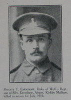 Earnshaw T Pte West Riding Regt Craven Roll Of Honour
