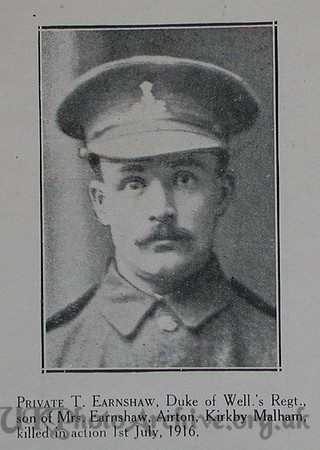Earnshaw T Pte West Riding Regt Craven Roll Of Honour