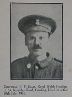 Ellis T F Cpl 10th R Welsh Fusiliers Craven Roll Of Honour
