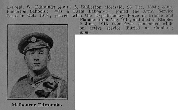 Edmunds M DVR 33229 Army Service Corps Obit Part 2 De Ruvignys Roll Of Honour Vol 5