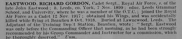 Eastwood R G Cadet Sergt Royal Air Force