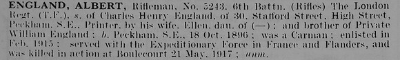 England A Rfn 5243 6th London Regiment (Rifles)
