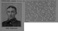 Edmunds J Pte 19541 1st Duke Of Cornwall's Light Infantry Obit De Ruvignys Roll Of Honour Vol 5