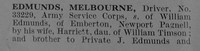 Edmunds M DVR 33229 Army Service Corps Obit Part 1 De Ruvignys Roll Of Honour Vol 5
