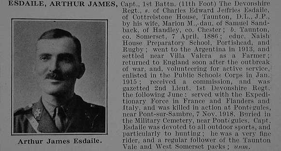 Esdaile A J Captain 1st Devonshire Regiment Obit De Ruvignys Roll Of Honour Vol 5
