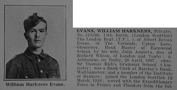 Evans W H Pte 513580 14th London Regiment Obit Part 1 De Ruvignys Roll Of Honour Vol 5