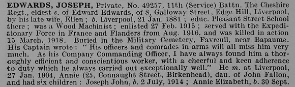 Edwards J Pte 49257 11th Cheshire Regiment Obit Part 1