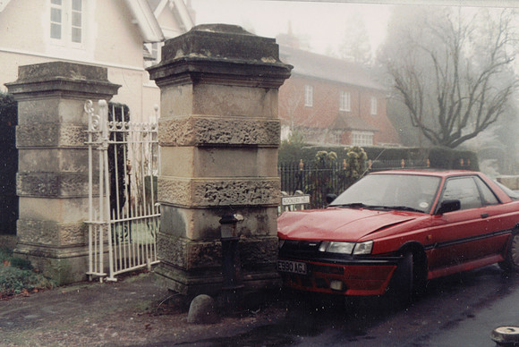 Car Accident At Ashtead Park Gates c.1990
