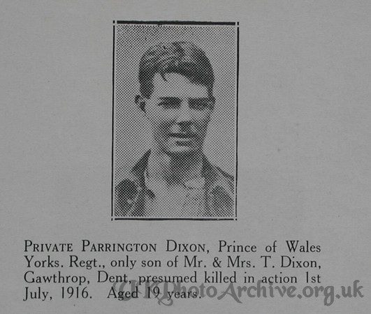 Dixon P Pte 16th West Yorks Regt Craven Roll Of Honour