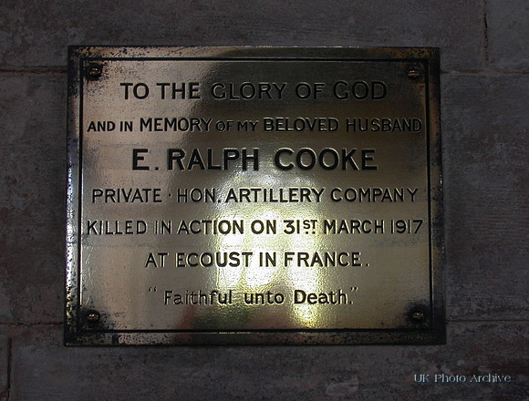 Cooke E R Pte 9281 2nd HAC All Saints Church Carshalton Surrey