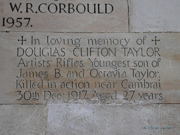 Taylor D C L/Cpl 761488 28th London Regt All Saints Church Carshalton Surrey