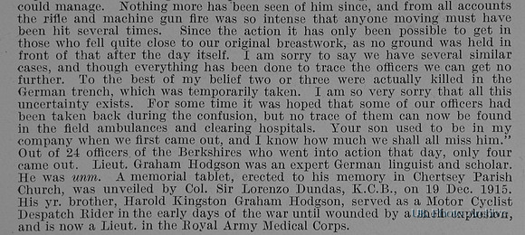 Hodgson G G Lt 2nd Royal Berkshire Regiment Obit Part 3