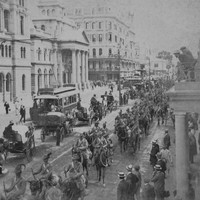South African Light Horse Coming Down Adderly St To Entrain For The Front Cape Town 1900