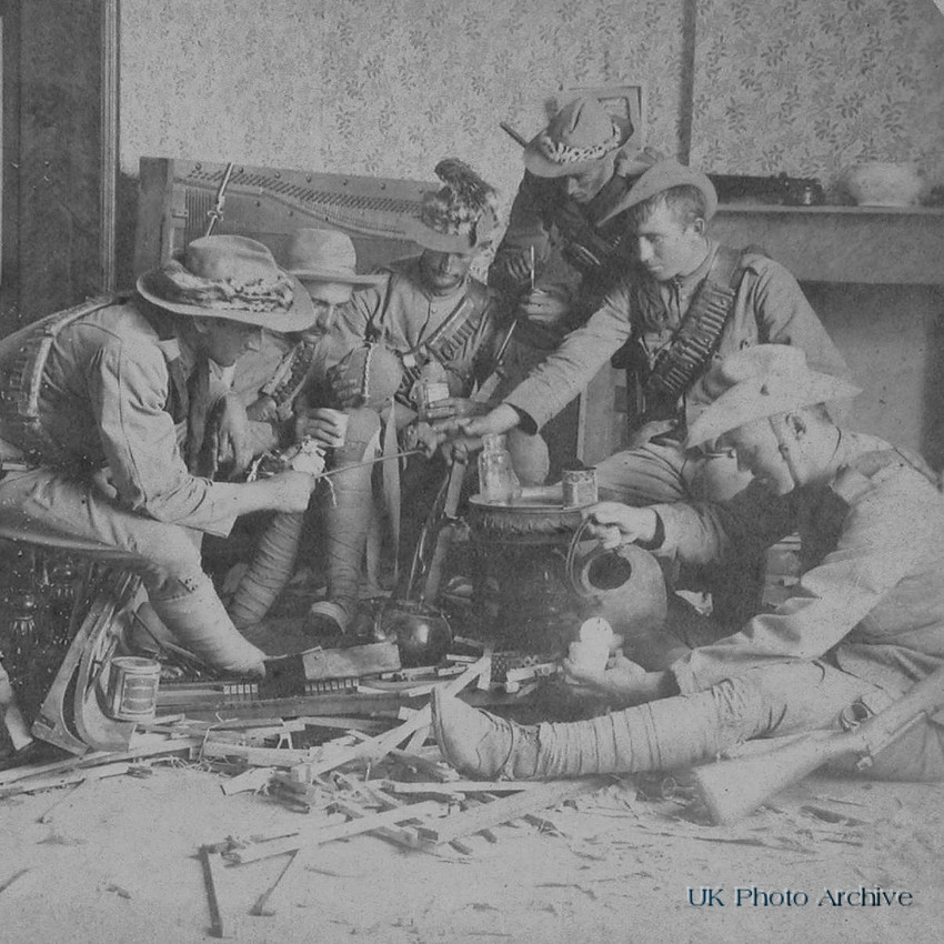 Remington Scouts Enjoying Lunch In A Boer Home Wrecked By Kaffirs Yaasfontein South Africa