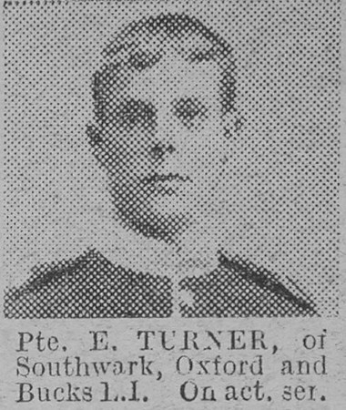 Turner E Pte Oxford And Bucks Light Infantry The Vivid 6th Feb 1915