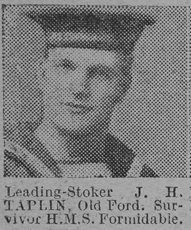 Taplin J H Leading Stoker K 644 HMS Formidable Royal Navy The Vivid 6th Feb 1915