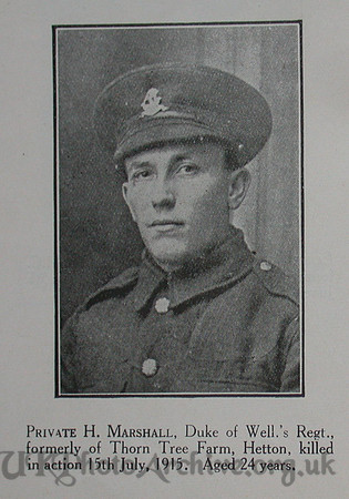 Marshall H Pte 6th West Riding Regt Craven Roll Of Honour