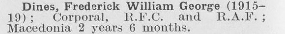 Dines F W G Cpl Royal Flying Corps