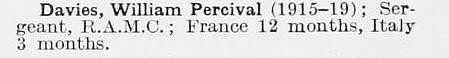 Davies W P Sergt Royal Army Medical Corps
