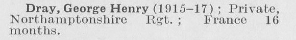 Dray G H Pte Northamptonshire Regiment (LCC Woolwich Ferry And Tunnel)