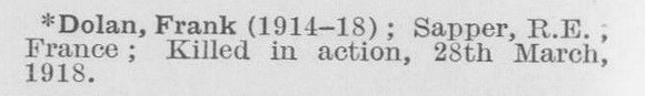 Dolan F Sapper Royal Engineers (LCC Chief Engineers Department Central Office)