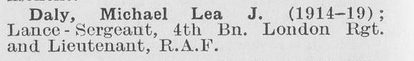 Daly M L Lt Royal Air Force