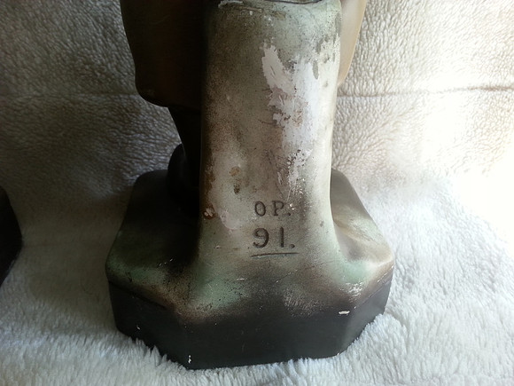 Large Vintage Chalkware Statues Dutch Boy Stamped OP 91